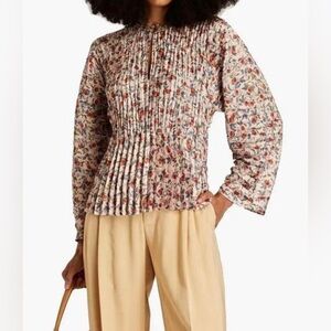 Vince Pomegranate Pleated Blouse